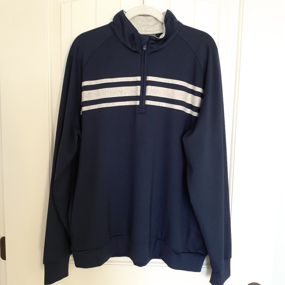 Bobby Jones Rule 18 1/4 Zip Pull Over w/Stripes Blue Size XL